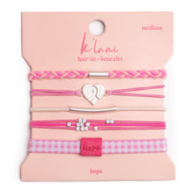 Load image into Gallery viewer, "Hope" Silver &amp; Pink Breast Cancer Awareness Hair Tie Bracelets: Medium