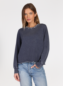 Jeweled neck sweatshirt