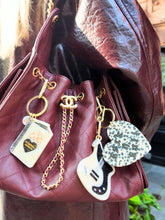 Load image into Gallery viewer, Hand-painted Rock n Roll Heart Bag Charm + Keychain: Silver