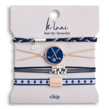 Load image into Gallery viewer, "Chip" Blue &amp; Cream Hair Tie Bracelets with Removable Ball Marker: Medium