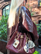 Load image into Gallery viewer, Hand-painted Rock n Roll Heart Bag Charm + Keychain: Silver