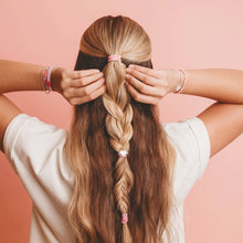 Load image into Gallery viewer, "Hope" Silver &amp; Pink Breast Cancer Awareness Hair Tie Bracelets: Medium