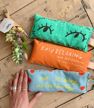 Load image into Gallery viewer, Breathe in breathe out green eyes lavender bag