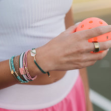 Load image into Gallery viewer, "Rally" Pickleball with Pink &amp; Green Hair Tie Bracelets: Medium