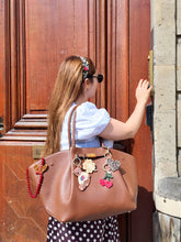 Load image into Gallery viewer, Hand-painted Americana Teddy Bear Bag Charm + Keychain