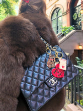 Load image into Gallery viewer, Hand-painted Rock n Roll Heart Bag Charm + Keychain: Silver