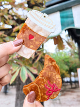 Load image into Gallery viewer, Hand-Painted Heart Coffee Cup Compact Mirror