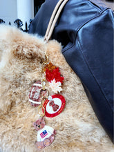 Load image into Gallery viewer, Hand-painted Americana Teddy Bear Bag Charm + Keychain