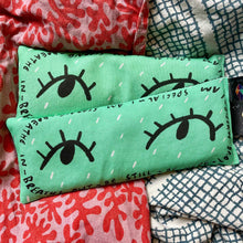 Load image into Gallery viewer, Breathe in breathe out green eyes lavender bag