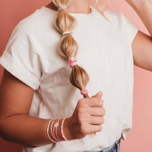 Load image into Gallery viewer, "Hope" Silver &amp; Pink Breast Cancer Awareness Hair Tie Bracelets: Medium