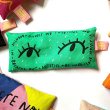 Load image into Gallery viewer, Breathe in breathe out green eyes lavender bag
