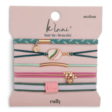 Load image into Gallery viewer, "Rally" Pickleball with Pink &amp; Green Hair Tie Bracelets: Medium
