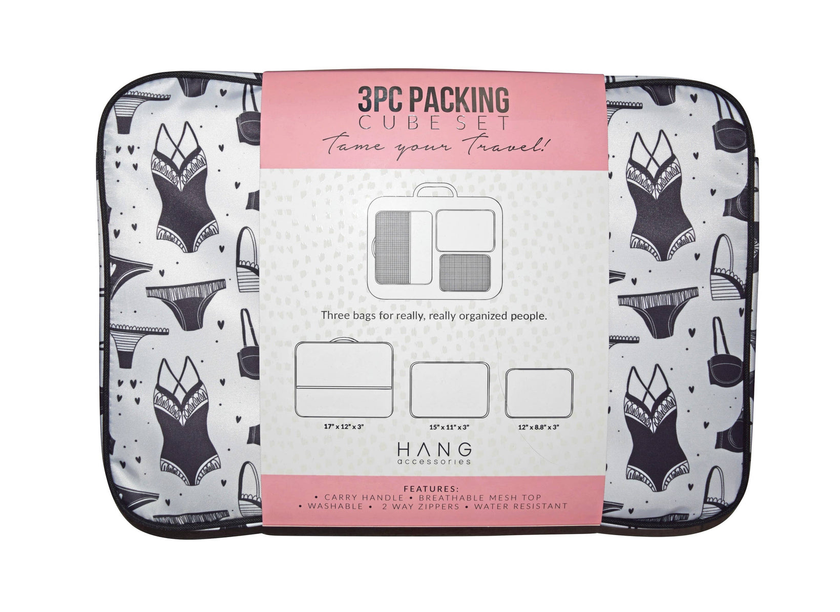 3 Piece Packing Cube Travel Set: Lace