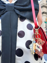 Load image into Gallery viewer, Hand-painted New York Teddy Bear Bag Charm + Keychain | Eco-Friendly