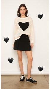 Open knit heart sweater