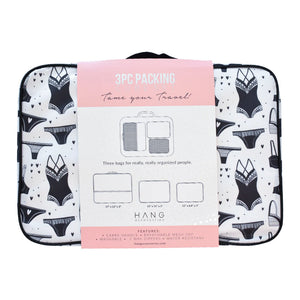 Black and White 3 Piece Packing Cube Set