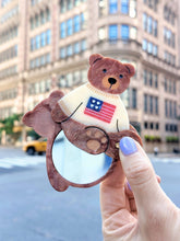 Load image into Gallery viewer, Hand-painted Americana Teddy Compact Mirror | Eco-Friendly