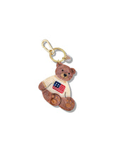 Load image into Gallery viewer, Hand-painted Americana Teddy Bear Bag Charm + Keychain