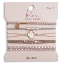 Load image into Gallery viewer, "Glimmer" Soft Pinks with Pearl &amp; Gold Accent Hair Tie Bracelets: Medium