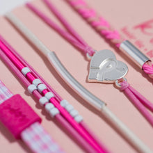Load image into Gallery viewer, "Hope" Silver &amp; Pink Breast Cancer Awareness Hair Tie Bracelets: Medium