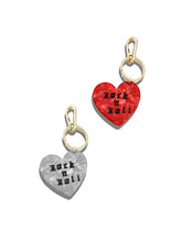 Load image into Gallery viewer, Hand-painted Rock n Roll Heart Bag Charm + Keychain: Silver
