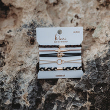Load image into Gallery viewer, "Connect" Black &amp; Cream with Gold Accent Hair Tie Bracelets: Medium