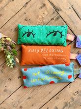 Load image into Gallery viewer, Breathe in breathe out green eyes lavender bag