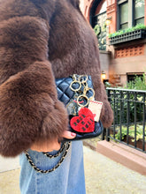 Load image into Gallery viewer, Hand-painted Rock n Roll Heart Bag Charm + Keychain: Silver