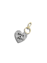 Load image into Gallery viewer, Hand-painted Rock n Roll Heart Bag Charm + Keychain: Silver