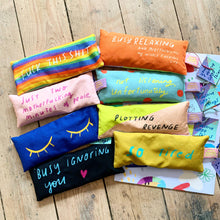 Load image into Gallery viewer, Overthinking my life lavender eyebag